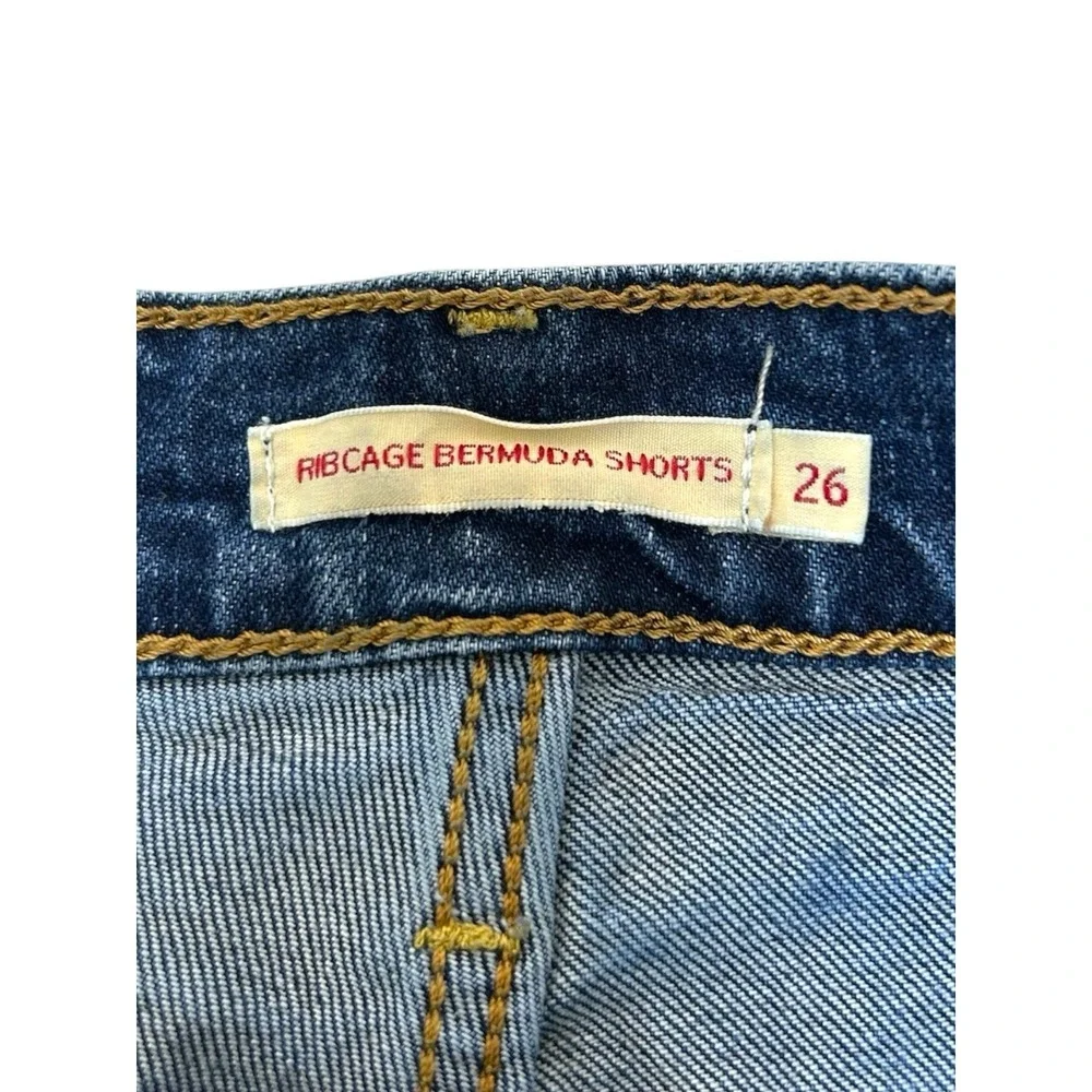 Levi's Women's 26 Premium Ribcage Bermuda Denim Shorts High Rise Medium Wash
